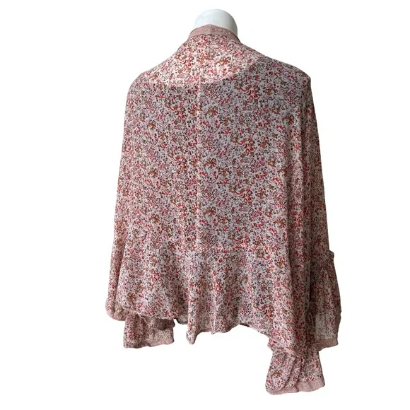 Free People Lola Printed Open Front Kimono (front tie string removed), Sz M - Picture 8 of 15